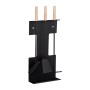 Relaxdays Kaminbesteck Stahl Schwarz 4-teilig 66 cm x 28 cm x 11 cm 3,3 kg