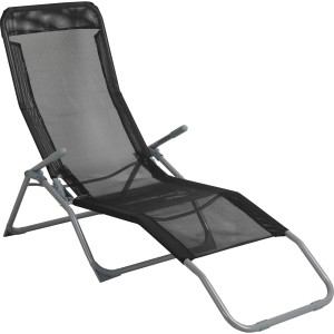 Sonnenliege Tanguro mit schwarzer Textilen-Bespannung und grauem Gestell.