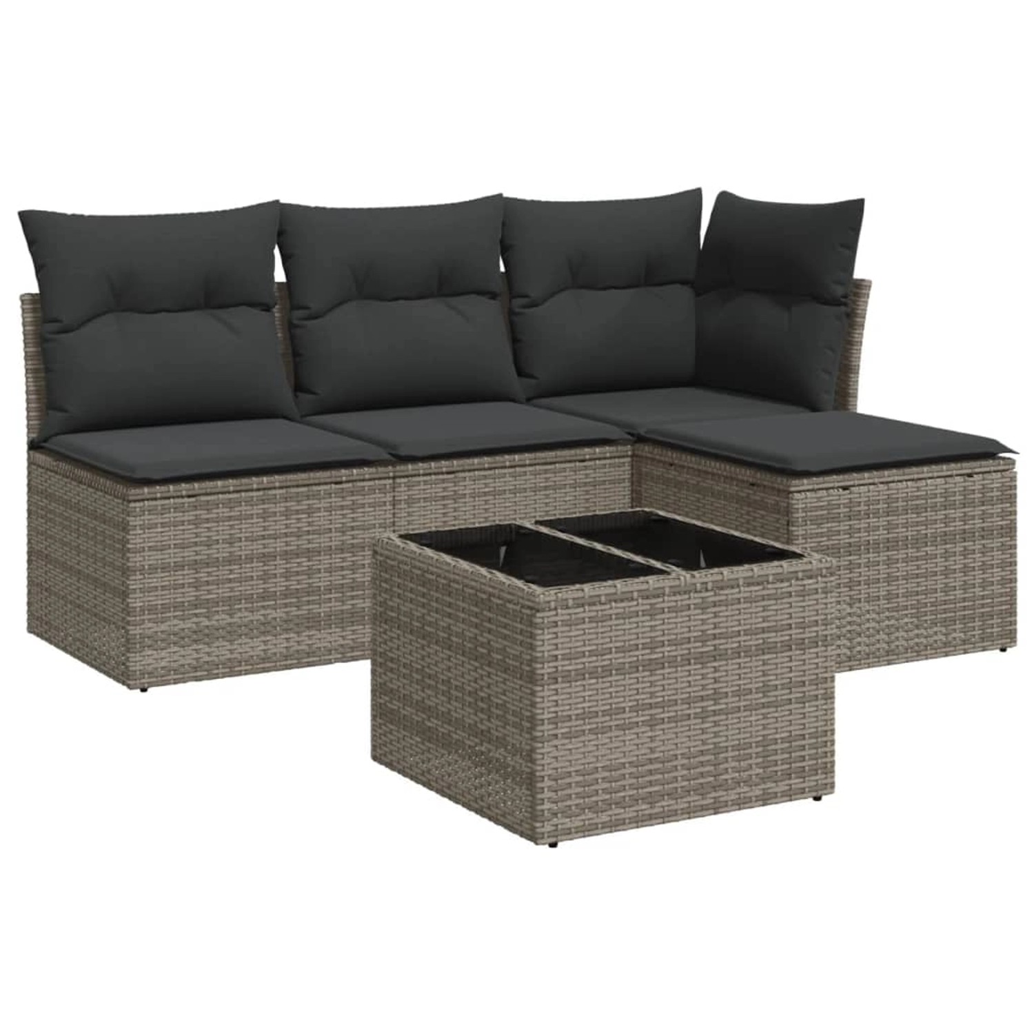 vidaXL 5-tlg Garten-Sofagarnitur mit Kissen Grau Poly Rattan Modell 4 günstig online kaufen