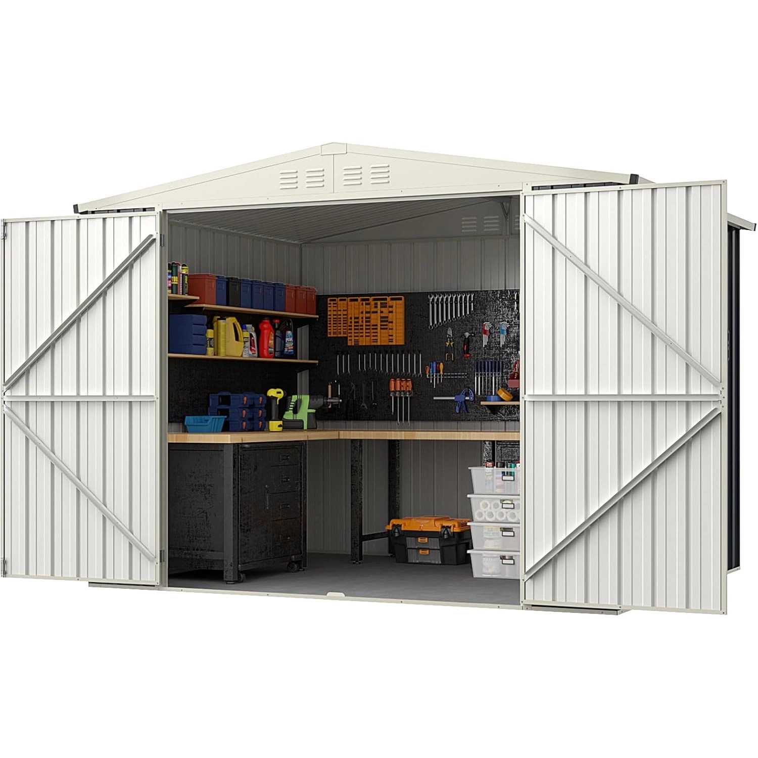 Costway Gerätehaus Metall Geräteschuppen 246 x 193 x 180 cm günstig online kaufen