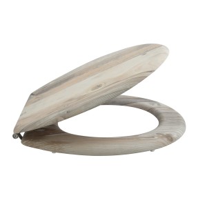 MSV WC-Sitz Ombo, beige, mit Holzmaserung. WC Sitz aus MDF mit Edelstahl Scharnieren.