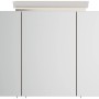 Posseik Spiegelschrank 80 cm Eiche Gold mit LED-Lampe und Glasböden.