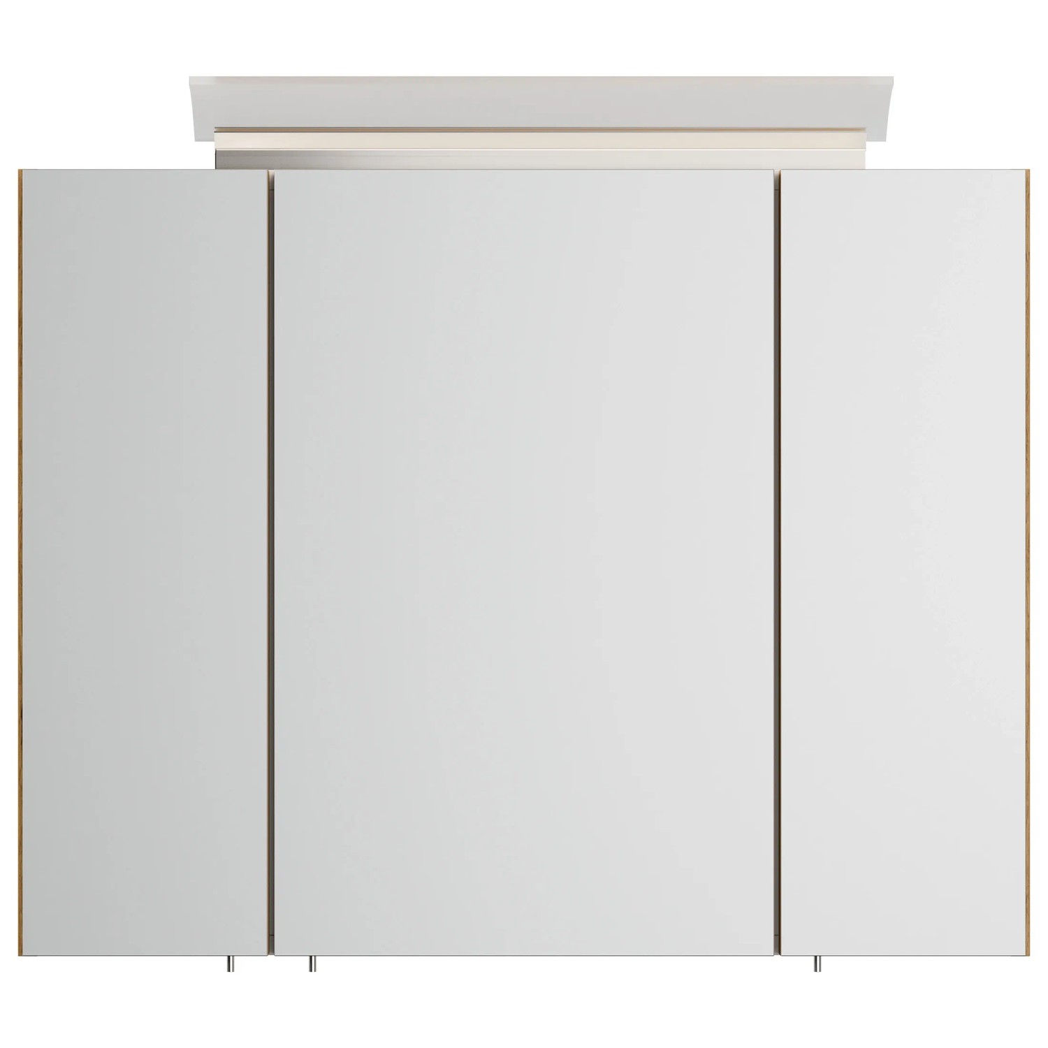 Posseik Spiegelschrank 80 cm Eiche Gold mit LED-Lampe und Glasböden.