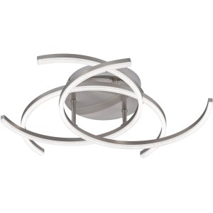 Moderne LED-Deckenleuchte Visby von Fischer & Honsel, nickelfarben/weiß, Ø 68 cm.