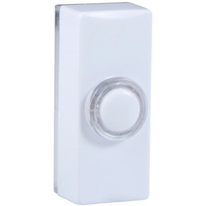 Weißer, beleuchteter Byron Klingelknopf für kabelgebundene Türklingeln.