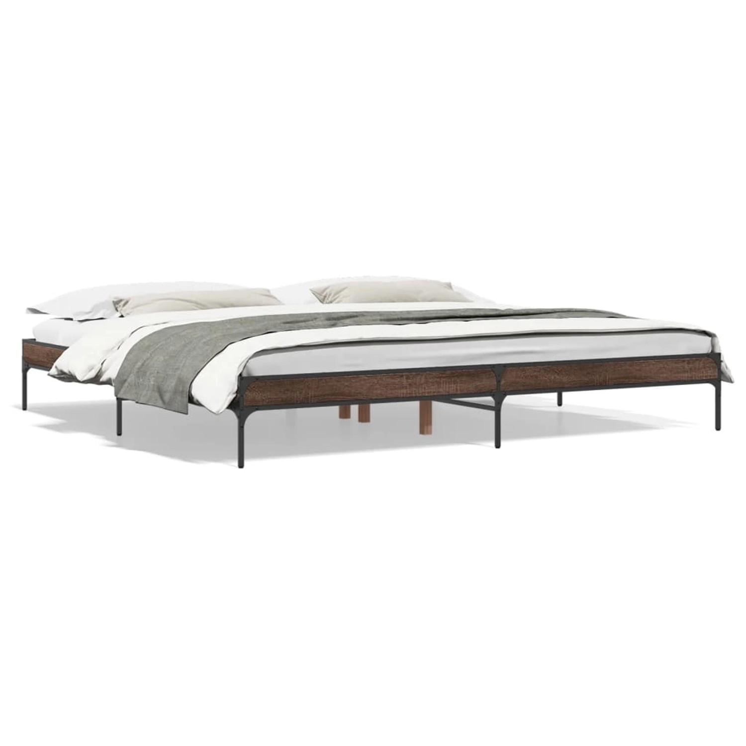 vidaXL Bettgestell Braun Eichen-Optik 200x200 cm Holzwerkstoff Metall 84500 günstig online kaufen