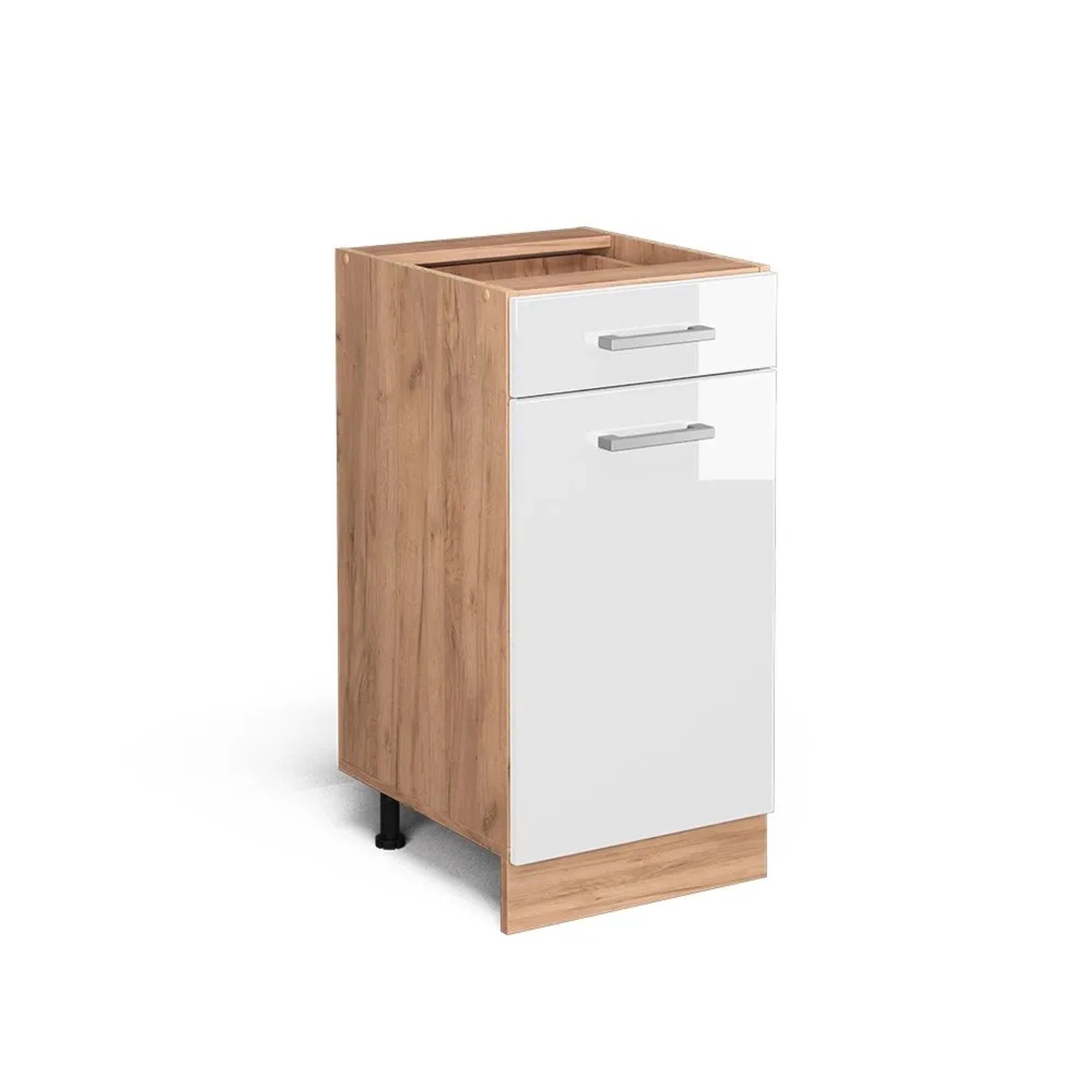 Vicco Küchenunterschrank R-Line Weiß Hochglanz Goldkraft Eiche 40 cm ohne Arbeitsplatte