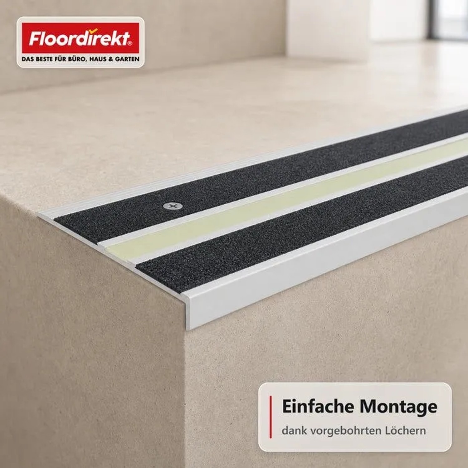 Floordirekt Treppenkantenprofil Aura Aluminium Anti-Rutsch-Profil Fluoreszierend 134 cm_8