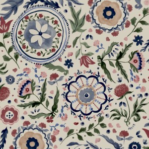 Bunte Joules Vliestapete Festival Flowers Antique mit Blumenmuster.