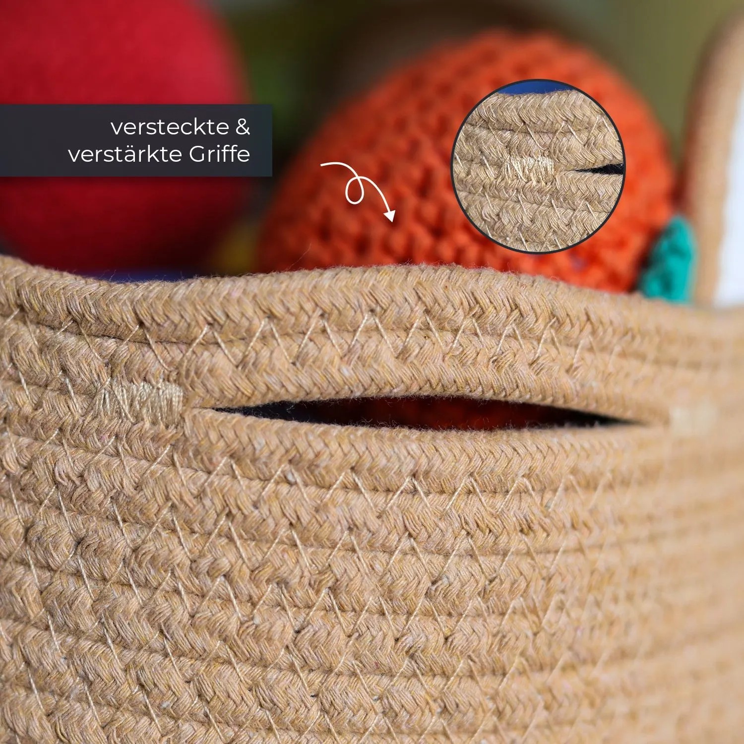 HMF 39021-30CM-02 Aufbewahrungskorb Versteckten Griffen Korb Kinderzimmer Baumwolle Bär 30 x 24 cm Schwarz_5