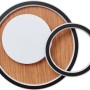Moderne LED-Deckenleuchte Karney in Schwarz und Holzoptik, 57x40 cm, für den Innenbereich.