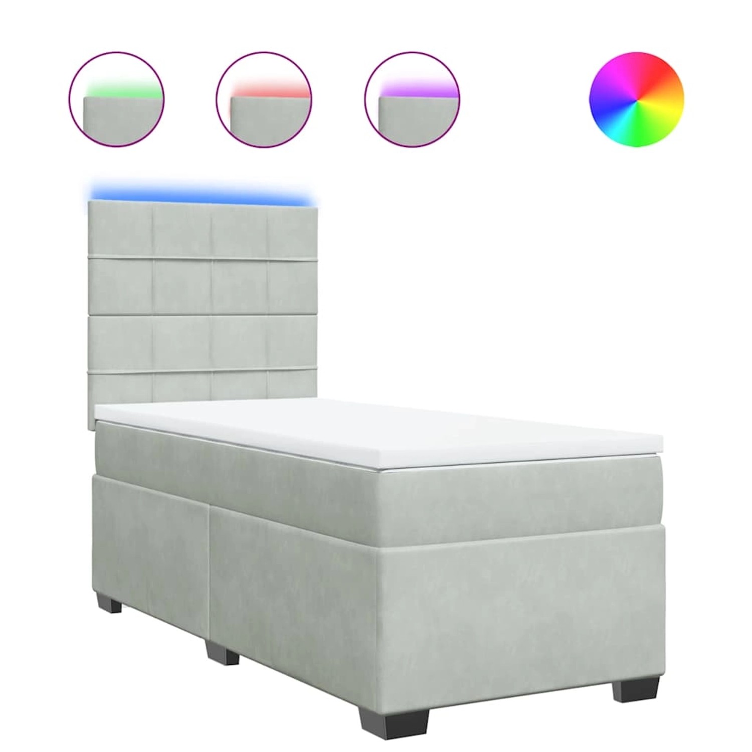 vidaXL Boxspringbett mit Matratze Hellgrau 100x200 cm Samt 3293134 günstig online kaufen