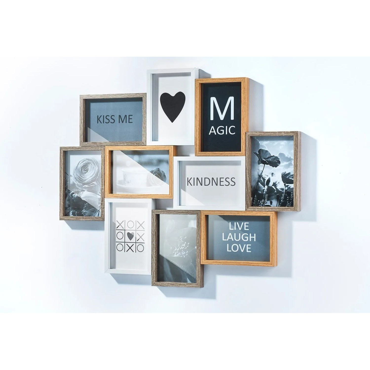 Kobolo Bilderrahmen Collage HEART Holz Weiß Natur 10 Bilder 59x47 cm_12