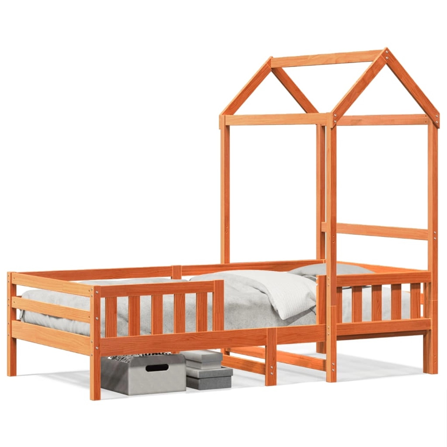 vidaXL Massivholzbett mit Dach Wachsbraun 75x190 cm Kiefer 3282170 günstig online kaufen