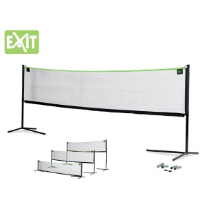 Schwarzes, verstellbares EXIT Sportnetz (243x500cm) für Tennis, Volleyball und mehr. Inkl. Zubehör.