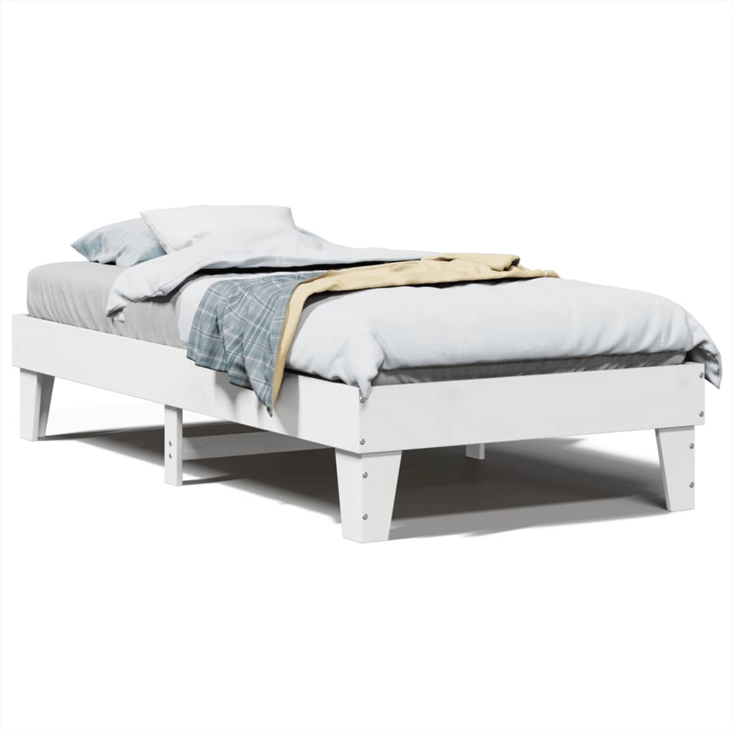 vidaXL Massivholzbett ohne Matratze Weiß 90x200 cm Kiefernholz 855365 günstig online kaufen