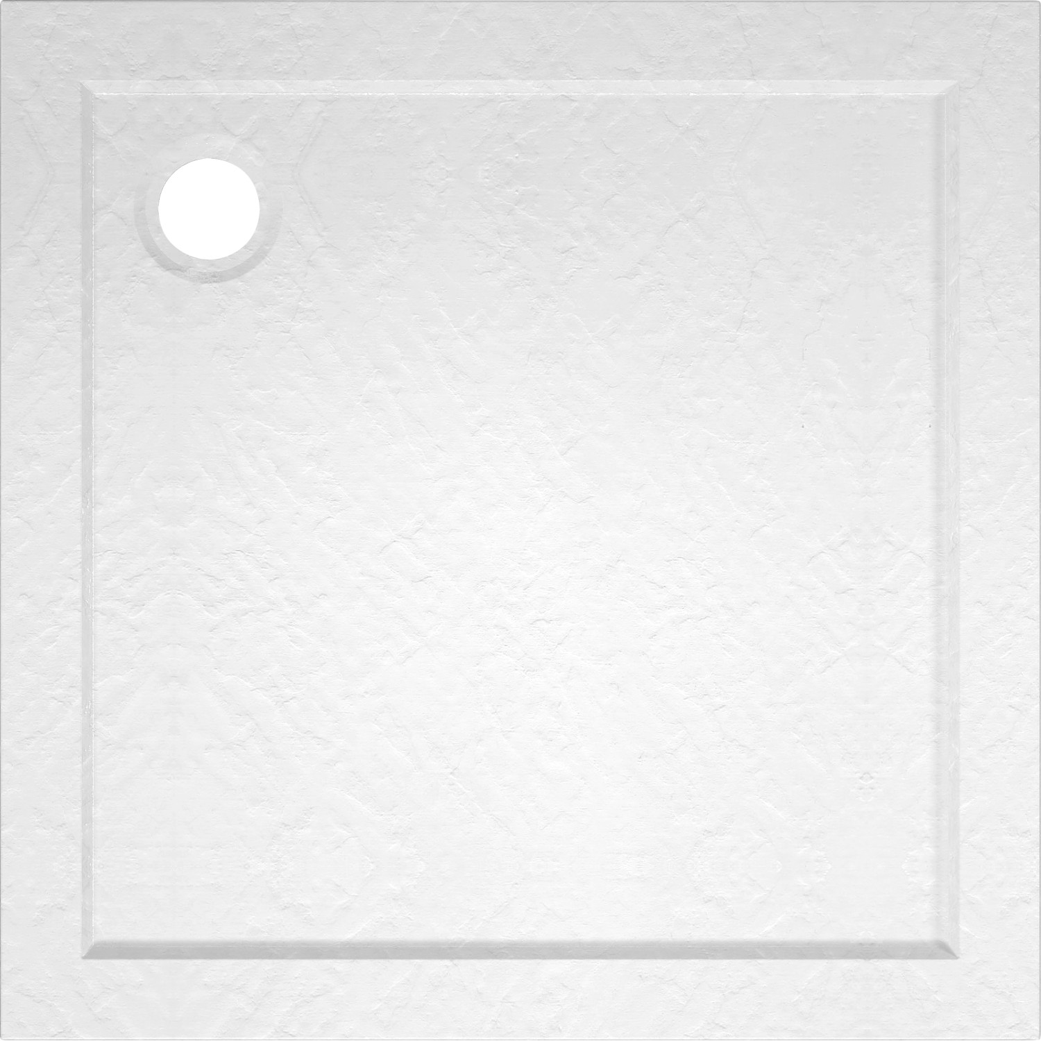 Quadratische, weiße baliv Duschwanne DW-90.110E aus Acryl in Steinoptik, 90x90 cm.