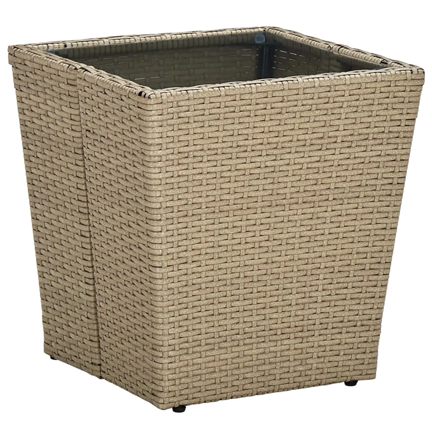 vidaXL Beistelltisch Beige 41,5x41,5x44 cm Poly Rattan und Hartglas 310557