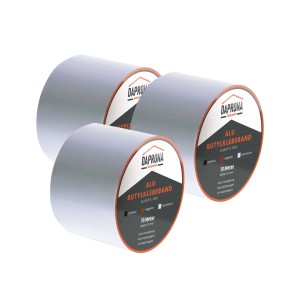 Daprona Butylband, 3 Rollen Alu-Dichtband, 10m x 100mm, silberfarben.