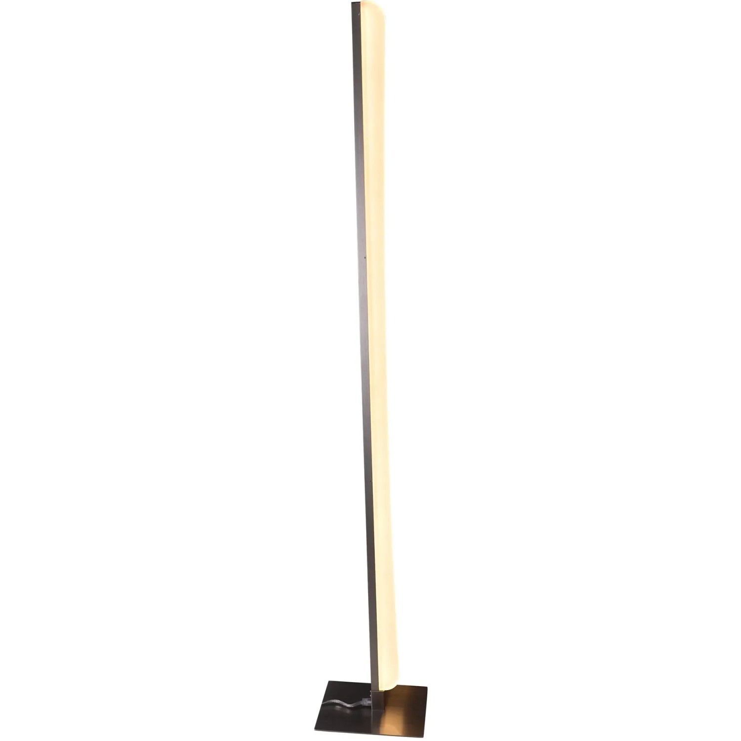 Moderne LED-Stehleuchte Bones 2 in Chrom mit warmweißem Licht für Wohnräume.