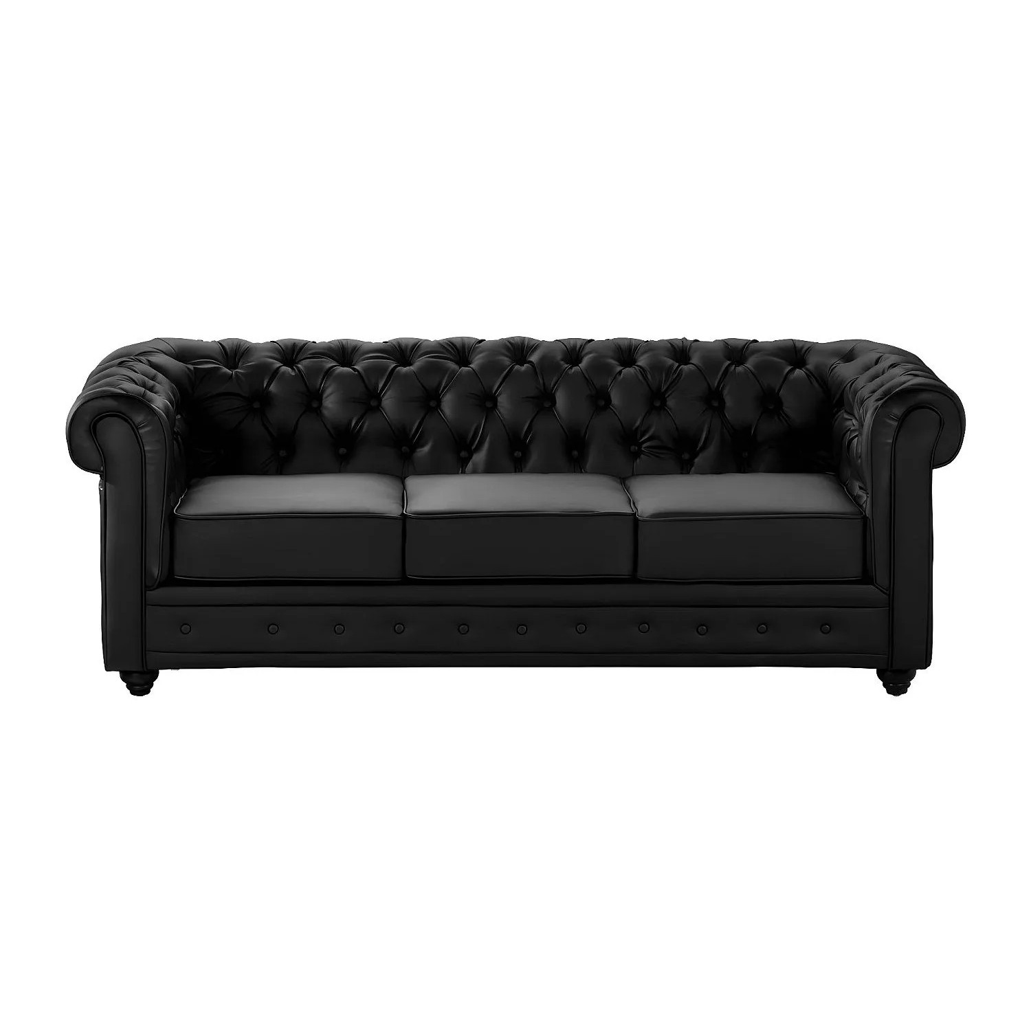 Vente-unique Sofa Ohne Schlafmöglichkeit Chesterfield Schwarz 205 cm