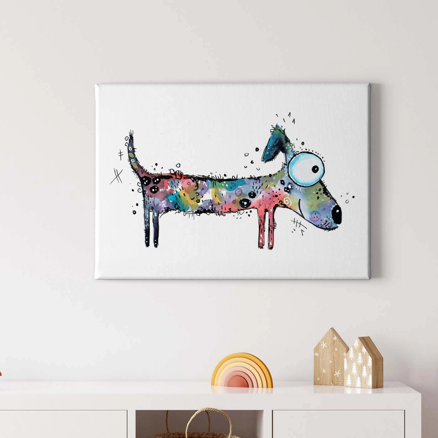 Bricoflor Buntes Wandbild Mit Hund Moderne Kunst Leinwand Bild Mit Tier Motiv Ausgefallenes Leinwandbild Ideal Für Kinde...