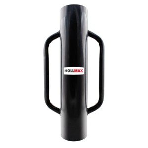 Schwarze Hollmax Pfahlramme für Zaunpfähle, 13,3 cm Durchmesser.