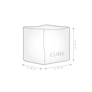Sitting Point Hocker Cube Scuba 60 l Eukalyptus, Würfelform mit Maßangaben.