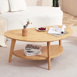 Needs&Wants Couchtisch Couchy1 aus Bambus mit Ablage im Wohnzimmer.