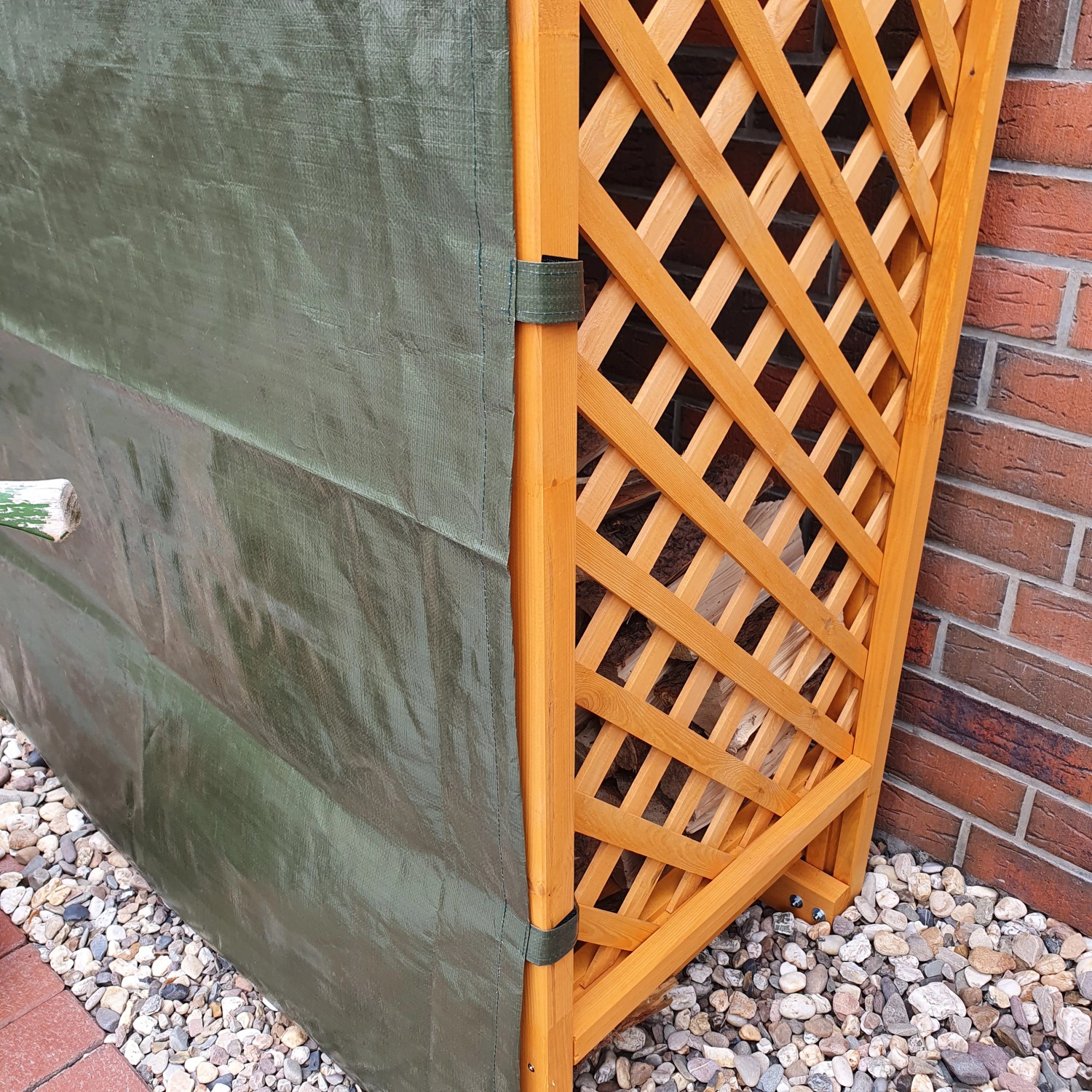 Kaminholzregal Speyer honigbraun mit Wetterschutzplane, Holzregal für Kaminholz