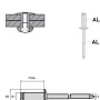 Technische Zeichnung: Goebel Blindniete Aluminium 3,0 x 10,0 mm, Flachkopf. Schema mit Maßen.