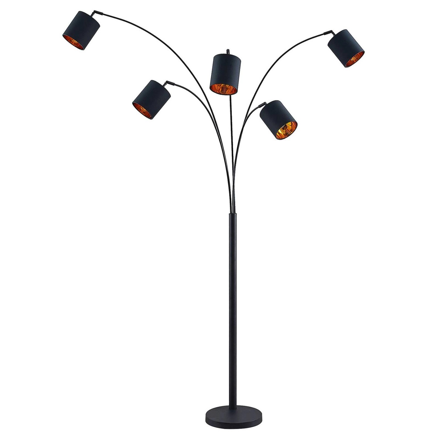 Lindby Stehlampe Bogenleuchte Abiram 9945509 Modern in Schwarz aus Metall 5-flammig E14 Wohnzimmerleuchte