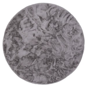 Runder, grauer Fellteppich "Pergamon Luxus Super Soft Plush", 80x80 cm.