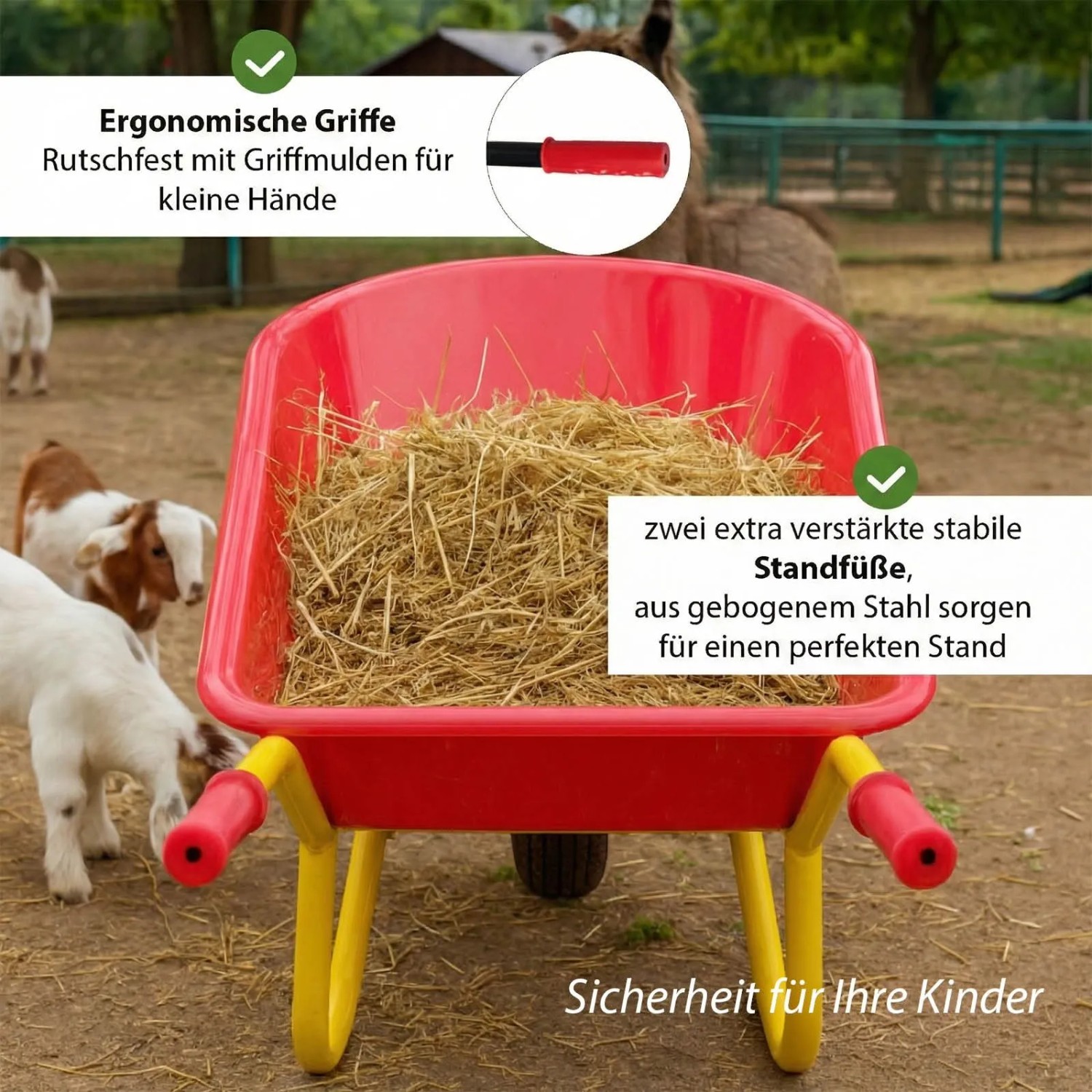 TRUTZHOLM Kinderschubkarre Traglast 40 kg 20L Kunststoffwanne Vollgummirad Rot_4
