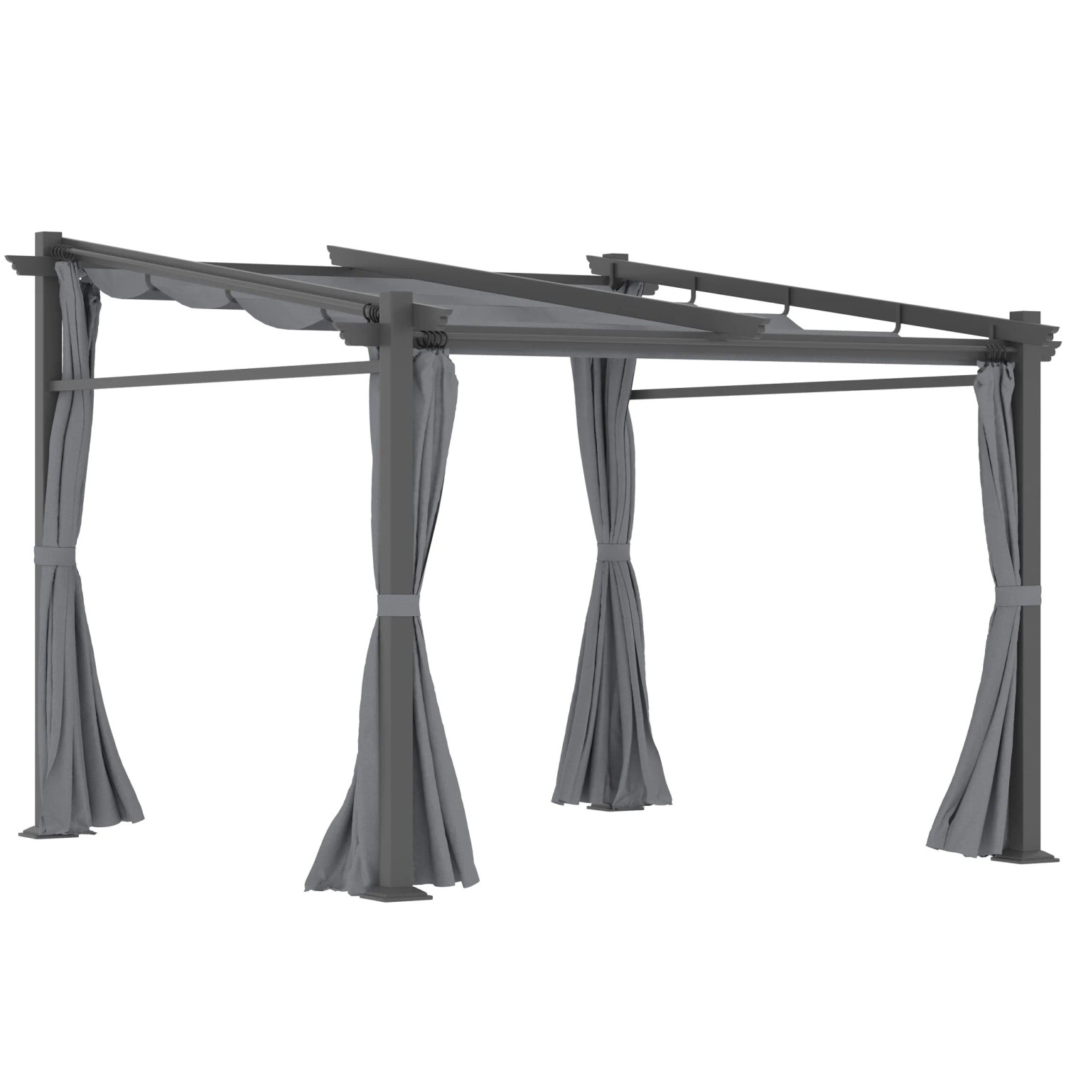 Furnicato Pergola Inklusive Befestigungsmaterial Ausziehbares Dach 297 M X 295 M X 23 M Dunkelgrau