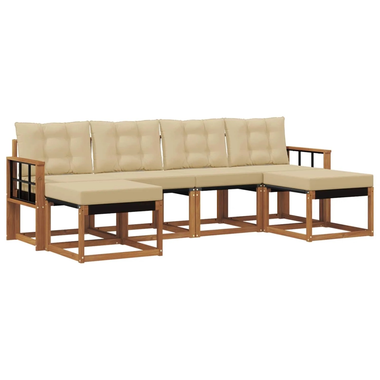 vidaXL Outdoor-Sofagarnitur mit Kissen 6-Tlg Natur und Beige 3368936