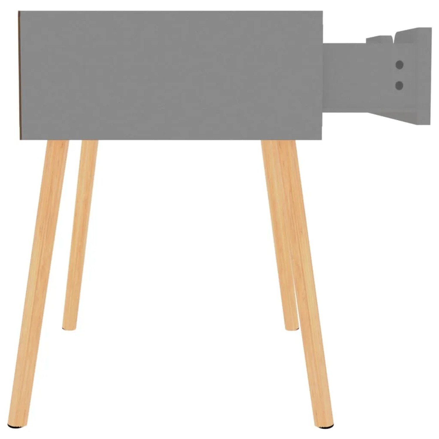 Set aus zwei grauen Nachttischen (40x40x56 cm) aus Holzwerkstoff mit Schublade und hellen Holzfüßen.