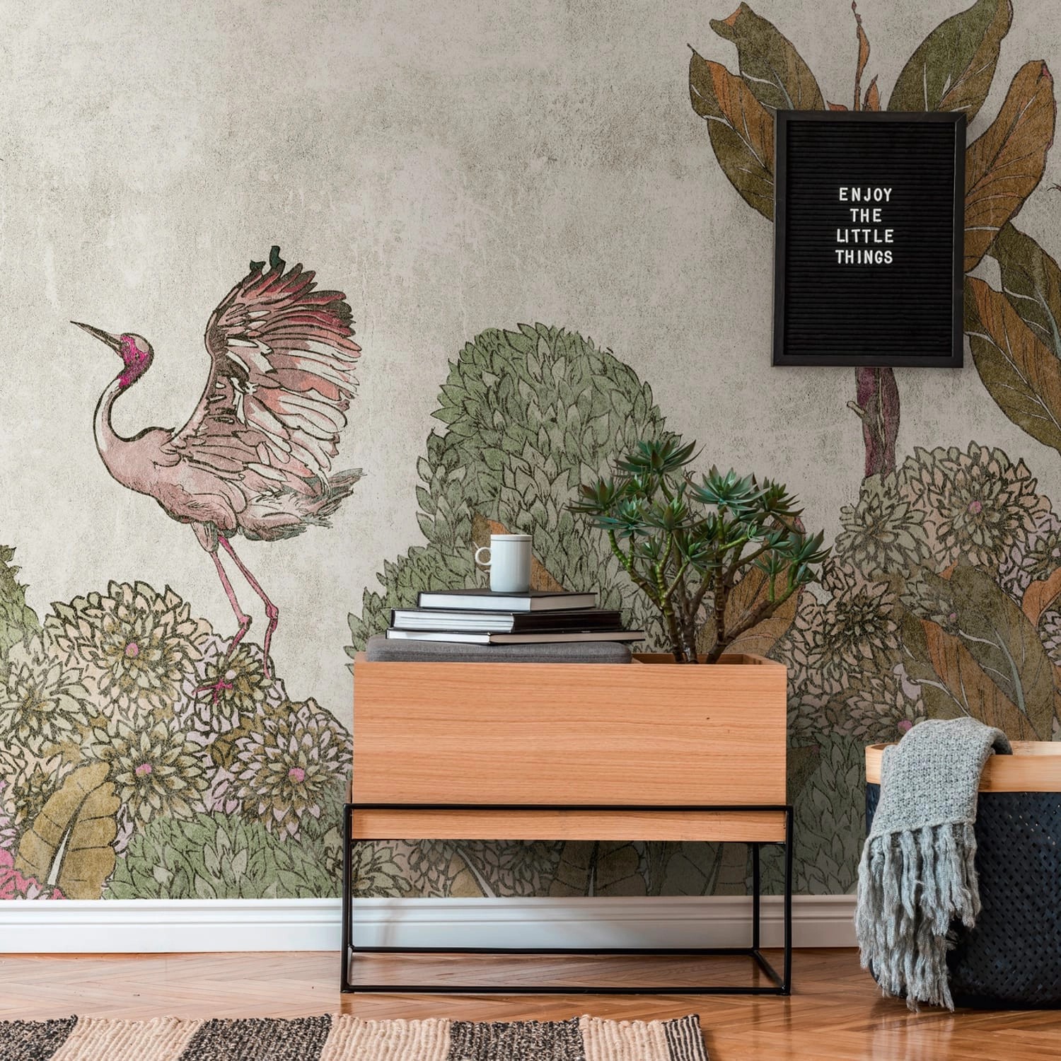 PROFHOME 382341-GU Fototapete Vogelmuster Grün Braun Grau Beige 3,71 m x 2, günstig online kaufen