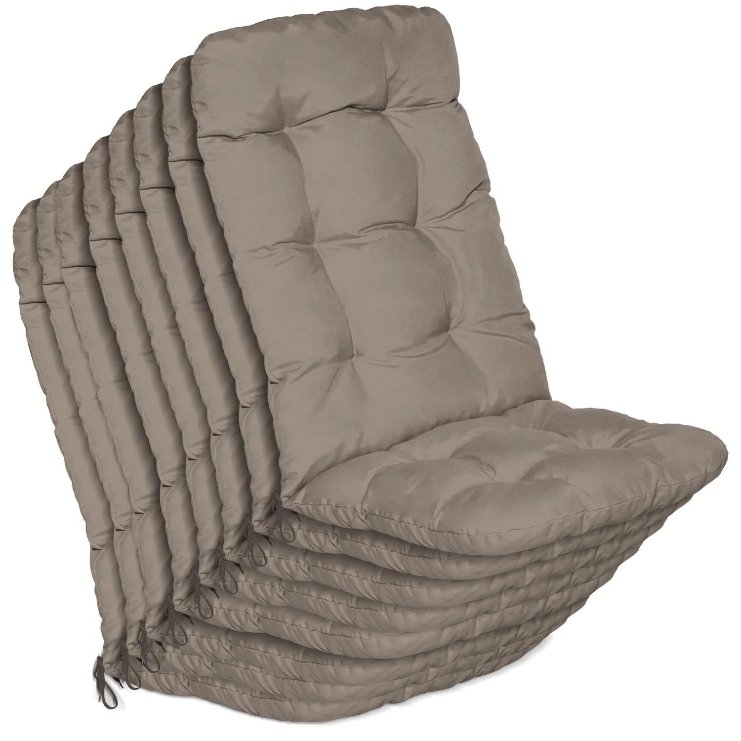 Beautissu 8er Set Hochlehner Auflagen Flair HL 120x50x8cm Taupe