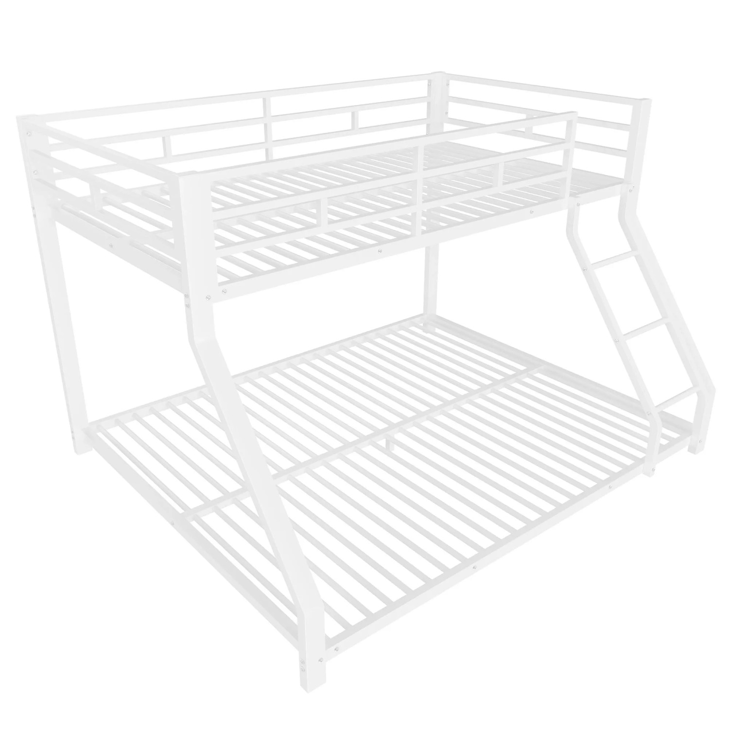 Okwish Metall Etagenbett 140x200cm Mit Stufe Und Geländer Weiß Ohne Matratze