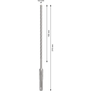 Bosch Hammerbohrer SDS Plus-5x, 5 mm Durchmesser, 210 mm Länge. Geeignet für Bohrersets.