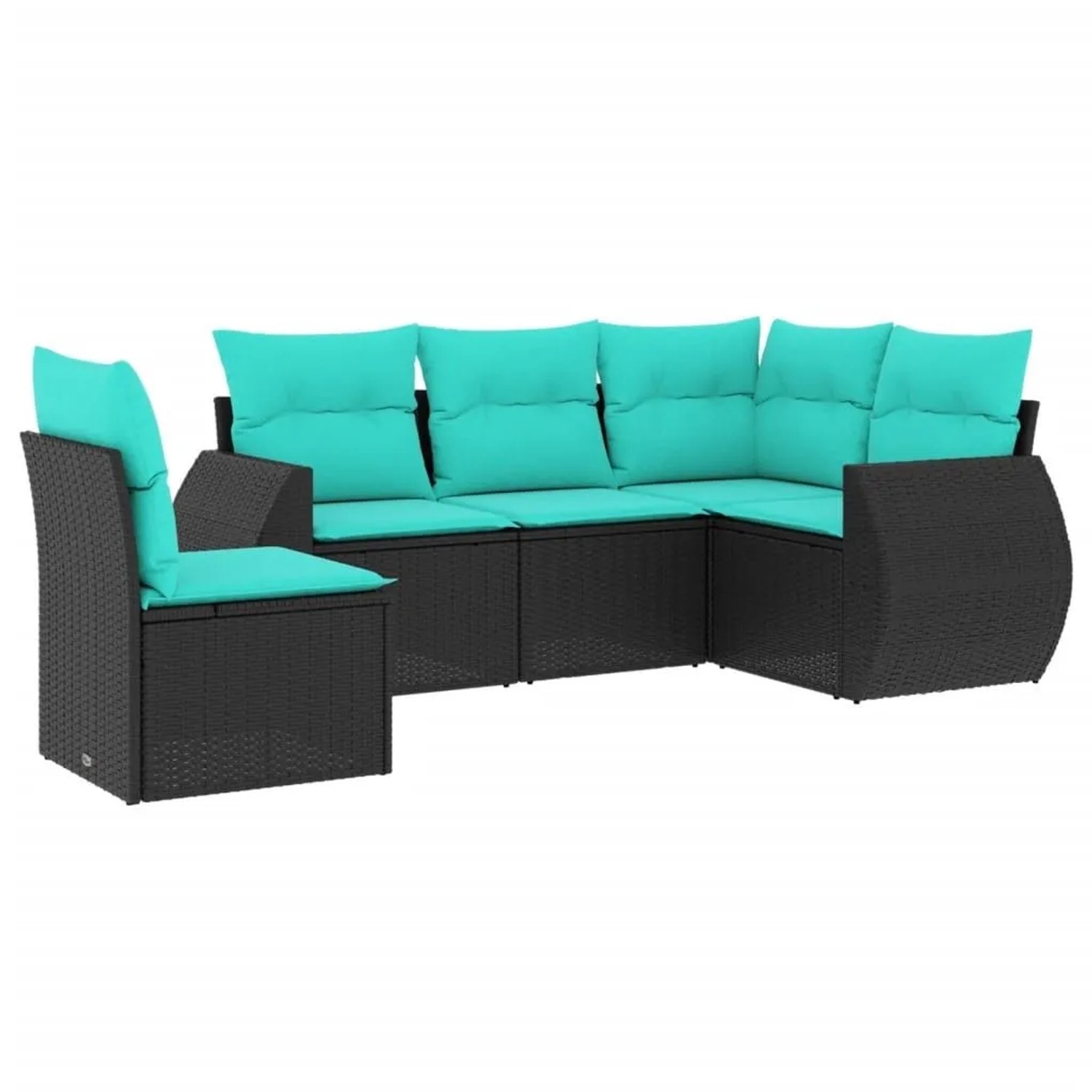 vidaXL 5-Tlg Gartensofa-Set mit Kissen Schwarz Polyrattan 3221366 günstig online kaufen