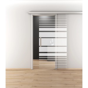 Novadoors Glasschiebetür Nova 509, satiniert mit horizontalen Streifen, 93,5x205,8 cm.