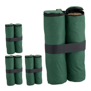 Relaxdays Pavillon Sandsäcke 4er Set Polyester Grün Wasserdicht 40 cm x 42 cm x 1,5 cm