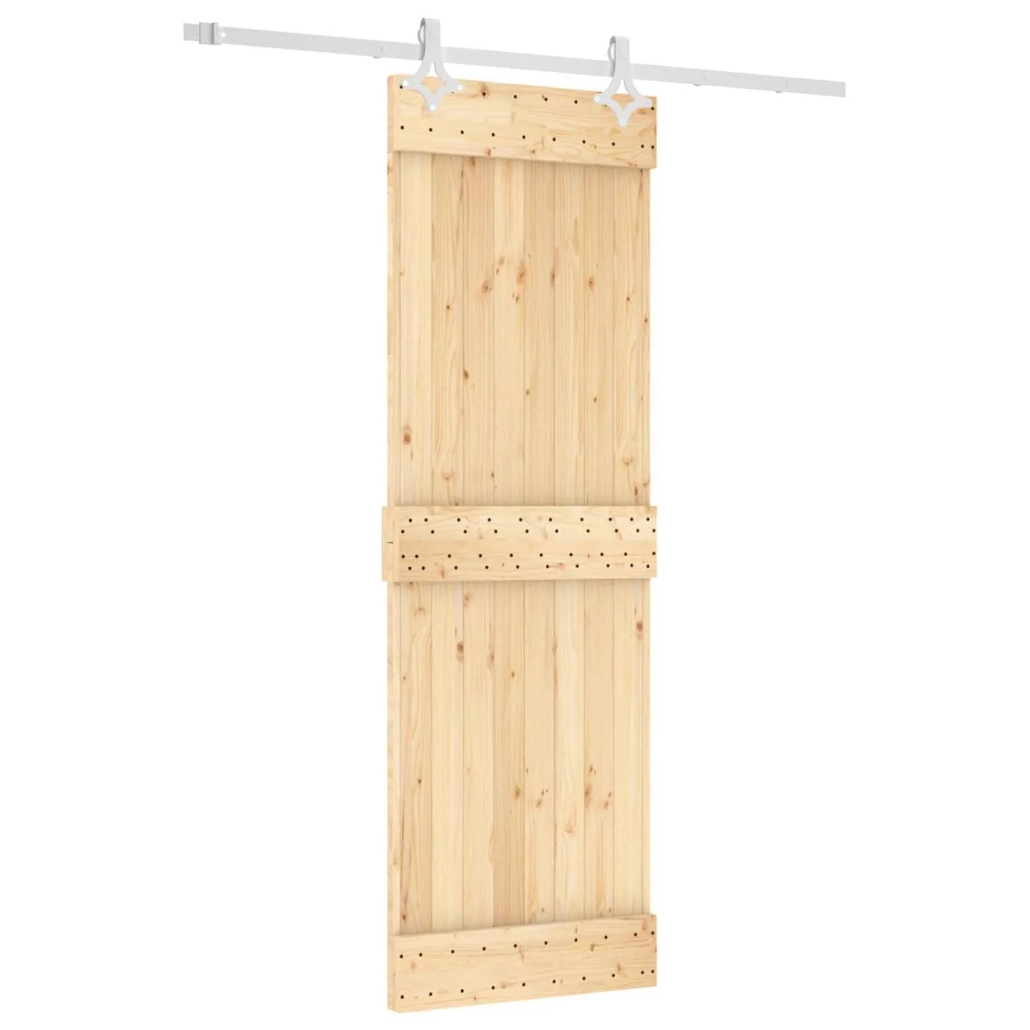 vidaXL Schiebetür Natur und Weiß 70 x 210 cm Massivkiefer 3445101