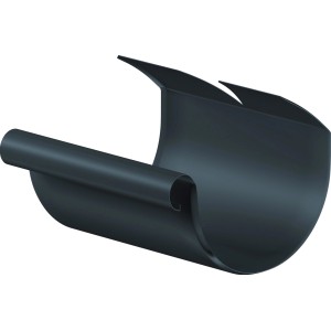 Anthrazitfarbener Rinnenverbinder NW 80 aus Metall für Dachrinnen.