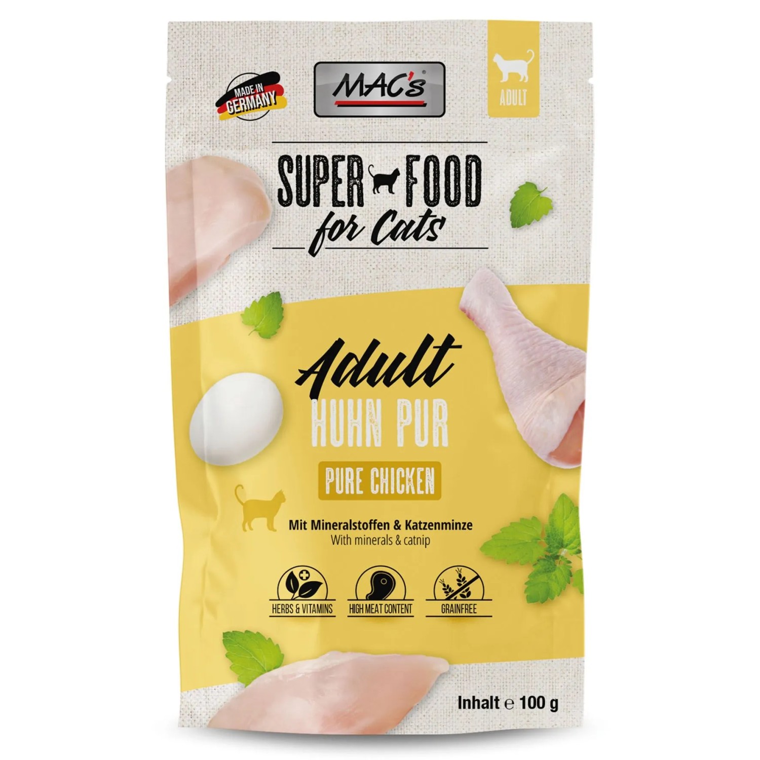 Mac's Katzen-Nassfutter Hühnchen Pur Kräuter 100 g