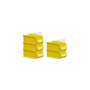 SparSet: 5 gelbe Sichtlagerboxen 0,8L mit Abdeckung (H7,5xB10xT17,5cm) für Aufbewahrungssysteme.
