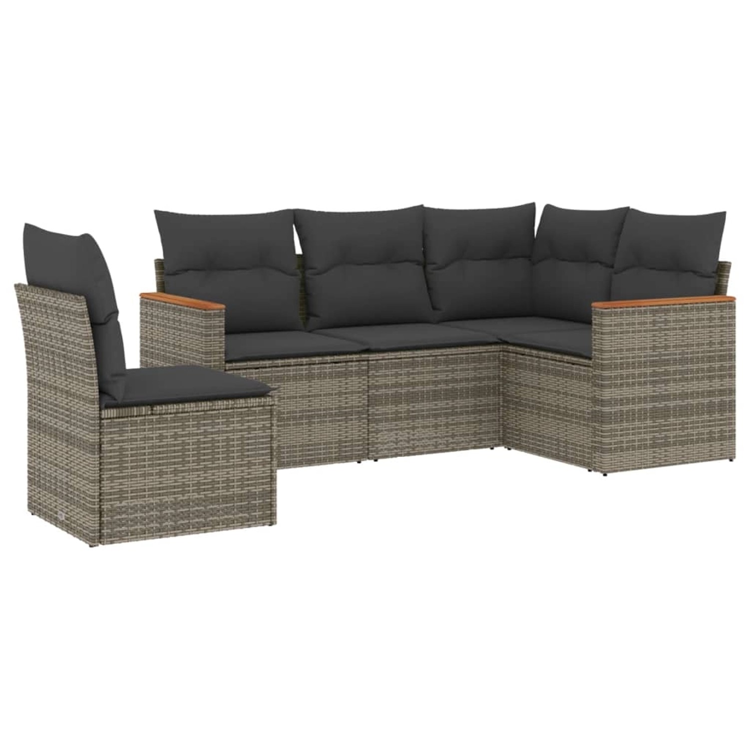 vidaXL 5-Tlg Garten-Sofagarnitur mit Kissen Grau Poly Rattan 3225976 günstig online kaufen