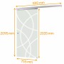 inova Glasschiebetür, satiniert mit Kreismuster, Komplettset mit Softclose und Griffmuschel, Maße: 755x2035 mm.